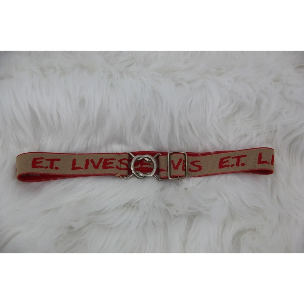 1980's RARE Vintage E.T. Lives Extra Terrestrial Adjustable Tan Red Belt Movie